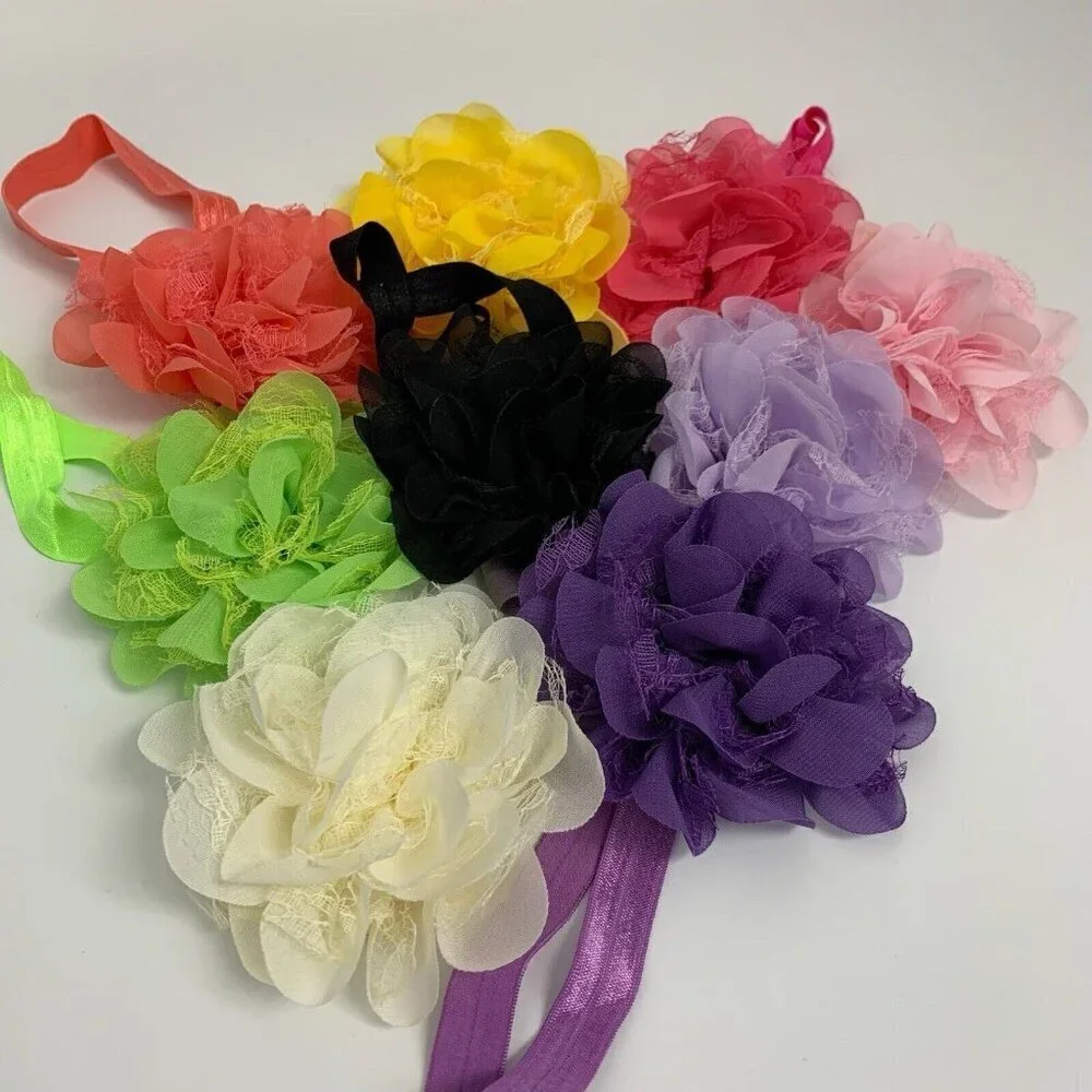 Flower Stretch Multicolor Hairbands For Children Hair Accessoies Pack of 9